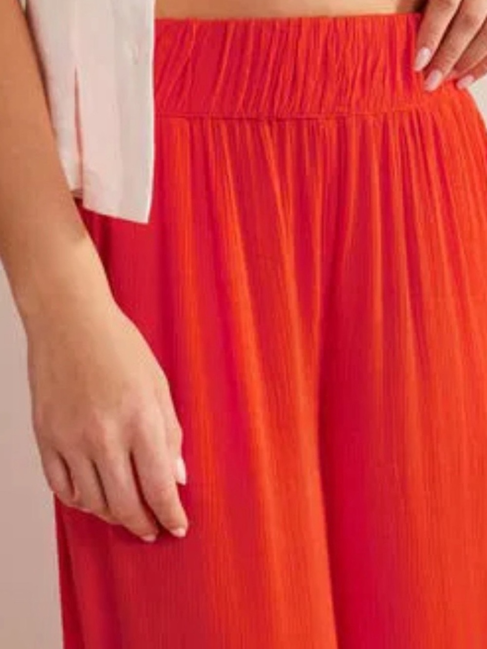Boden Holiday Wide Leg Pull-On Trousers Size 8R Poppy Red - Picture 3 of 10